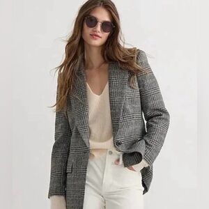 NWT J. Crew Willa Blazer Jacket in Black Grey Houndstooth Wool 4P $348